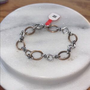 Brand New James Avery Retired Silver & Bronze Geometric Bracelet size 7.5”